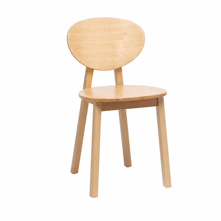 Modern Minimalist Beech Wood Dining Chair - Ergonomic Rounded Curved Backrest Side Chair For Kitchen &amp; Dining Room