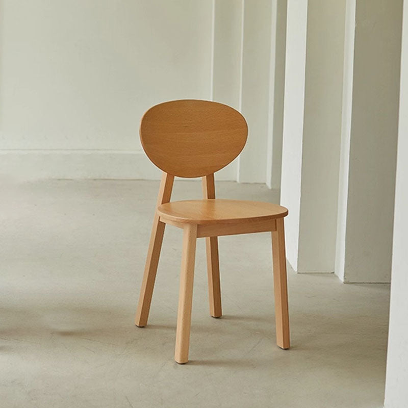 Modern Minimalist Beech Wood Dining Chair - Ergonomic Rounded Curved Backrest Side Chair For Kitchen &amp; Dining Room
