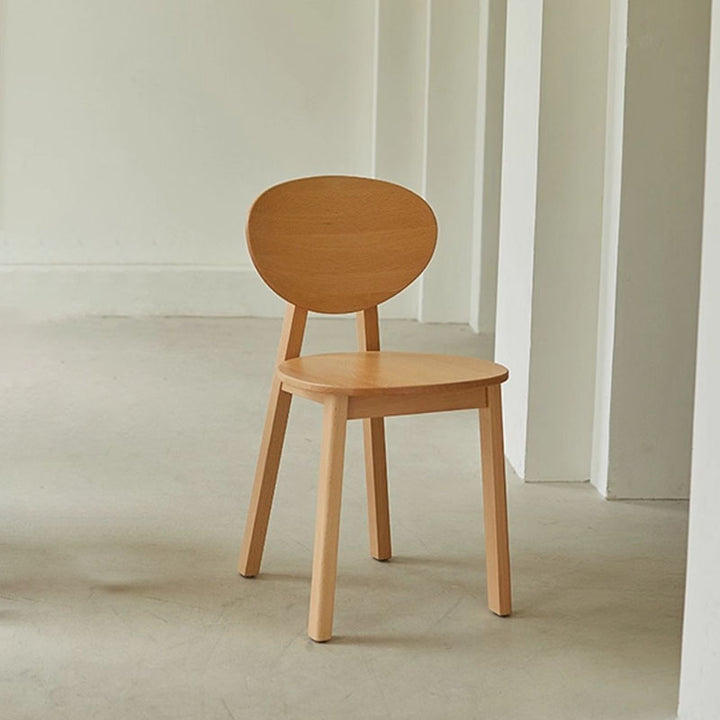Modern Minimalist Beech Wood Dining Chair - Ergonomic Rounded Curved Backrest Side Chair For Kitchen &amp; Dining Room