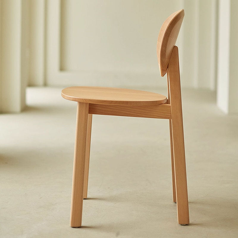 Modern Minimalist Beech Wood Dining Chair - Ergonomic Rounded Curved Backrest Side Chair For Kitchen &amp; Dining Room