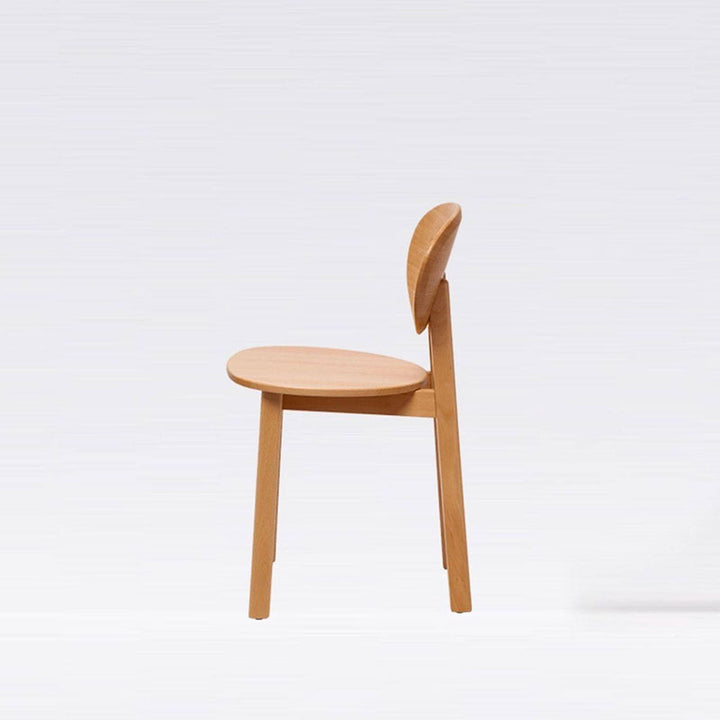 Modern Minimalist Beech Wood Dining Chair - Ergonomic Rounded Curved Backrest Side Chair For Kitchen &amp; Dining Room