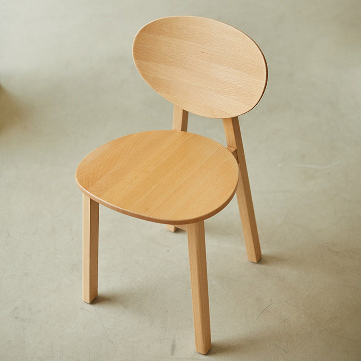 Modern Minimalist Beech Wood Dining Chair - Ergonomic Rounded Curved Backrest Side Chair For Kitchen &amp; Dining Room