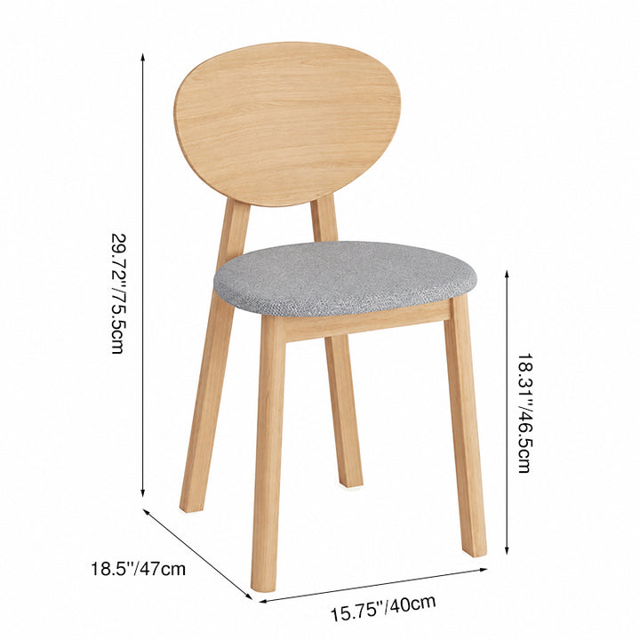 Minimalist Solid Beech Wood Dining Chair - Ergonomic Curved Comfort Fabric Padded Chair For Dining Room