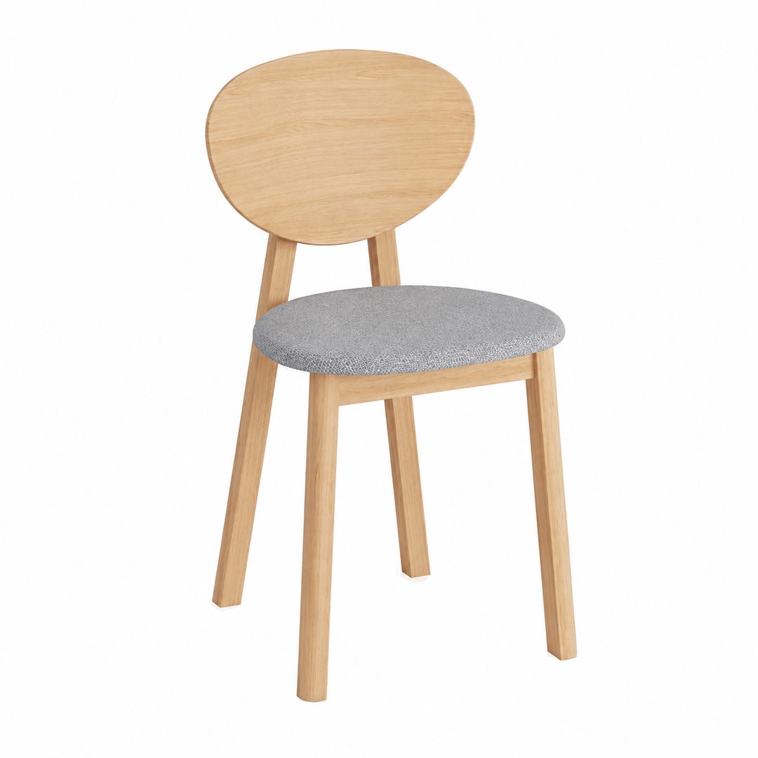 Minimalist Solid Beech Wood Dining Chair - Ergonomic Curved Comfort Fabric Padded Chair For Dining Room