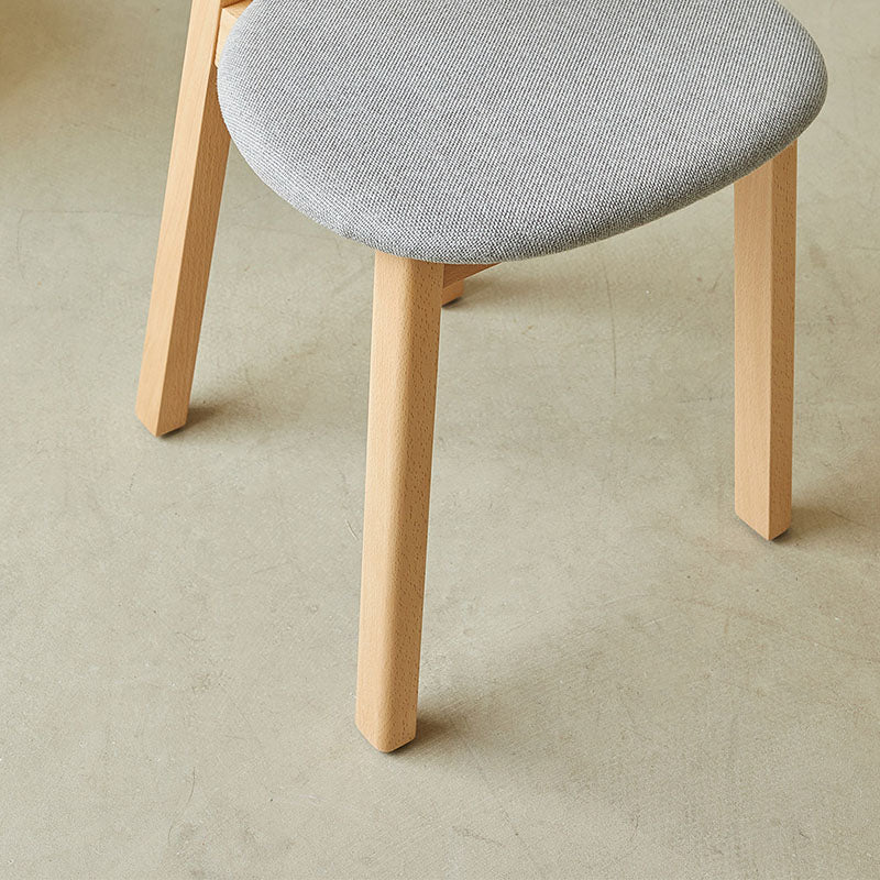 Minimalist Solid Beech Wood Dining Chair - Ergonomic Curved Comfort Fabric Padded Chair For Dining Room