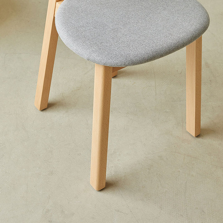 Minimalist Solid Beech Wood Dining Chair - Ergonomic Curved Comfort Fabric Padded Chair For Dining Room