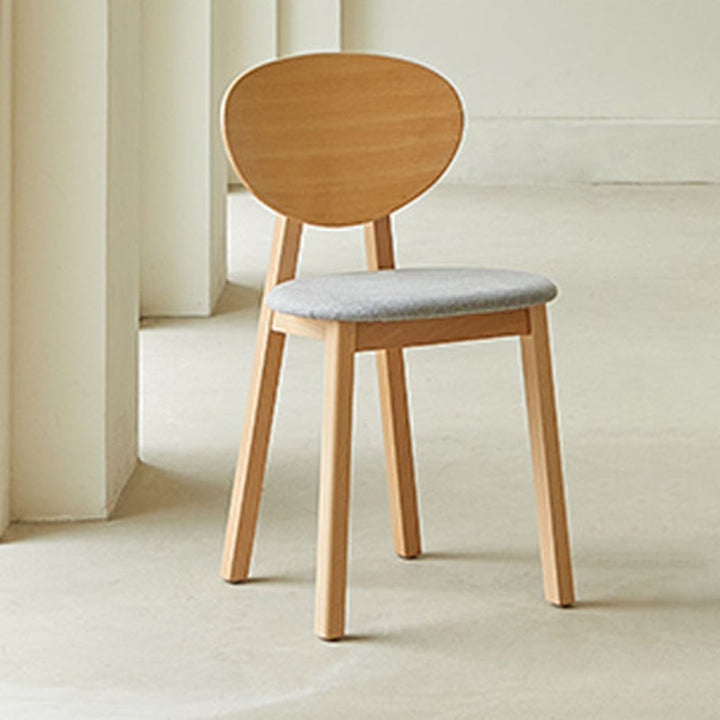 Minimalist Solid Beech Wood Dining Chair - Ergonomic Curved Comfort Fabric Padded Chair For Dining Room