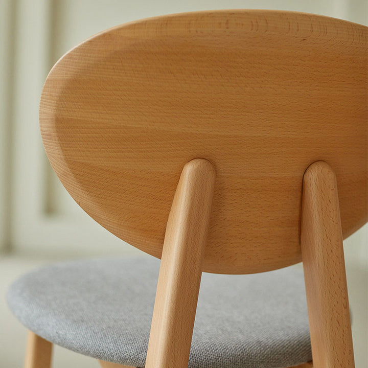 Minimalist Solid Beech Wood Dining Chair - Ergonomic Curved Comfort Fabric Padded Chair For Dining Room