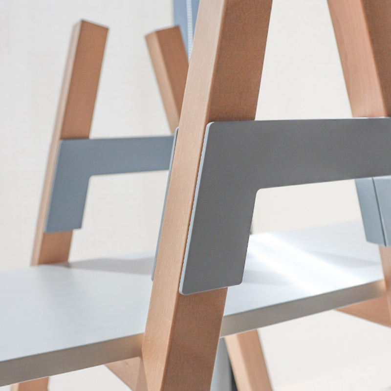 Modern Minimalist Vertical A-Frame Bookshelf - Beech Wood Support Lacquered MDF 5-Tier Open Storage Shelves For Study