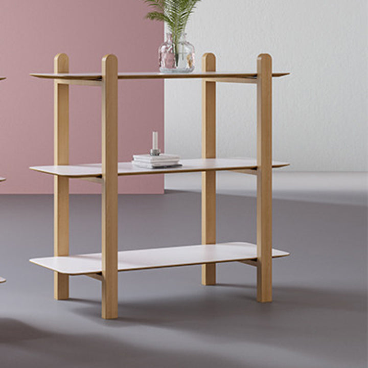 Minimalist Freestanding Beech Wood MDF Bookshelf - Multi-Layer Open Storage Display Shelf For Study &amp; Home Office