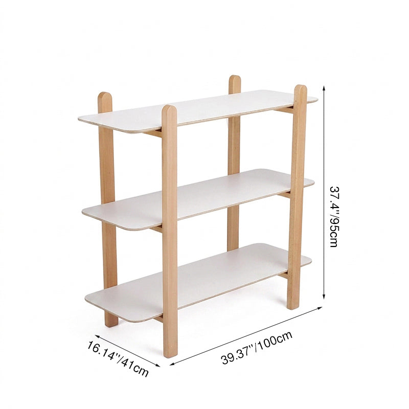 Minimalist Freestanding Beech Wood MDF Bookshelf - Multi-Layer Open Storage Display Shelf For Study &amp; Home Office