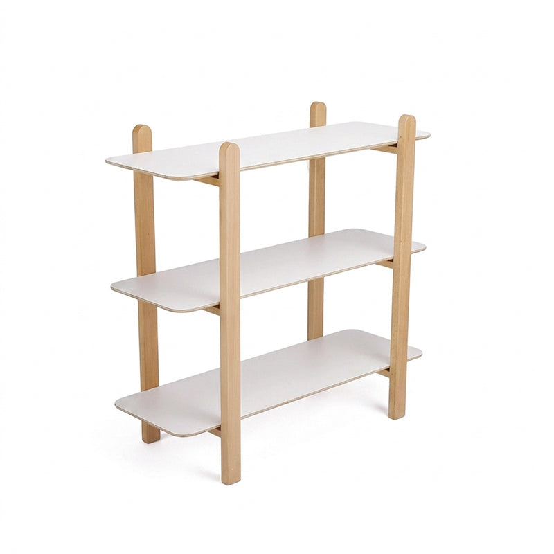 Minimalist Freestanding Beech Wood MDF Bookshelf - Multi-Layer Open Storage Display Shelf For Study &amp; Home Office