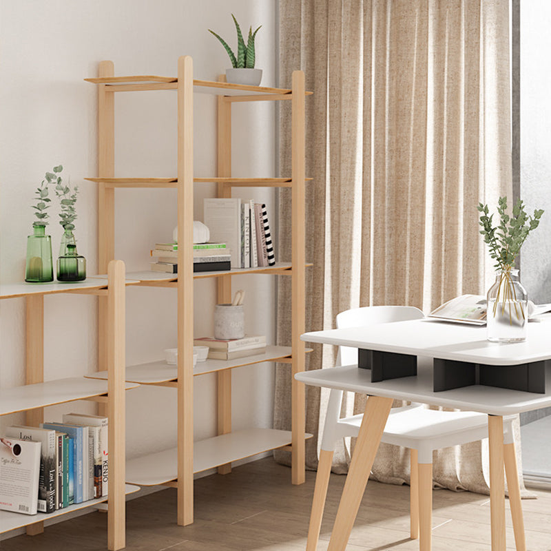 Minimalist Freestanding Beech Wood MDF Bookshelf - Multi-Layer Open Storage Display Shelf For Study &amp; Home Office