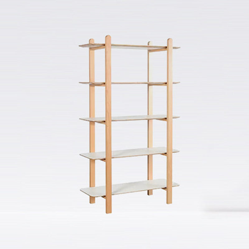 Minimalist Freestanding Beech Wood MDF Bookshelf - Multi-Layer Open Storage Display Shelf For Study &amp; Home Office