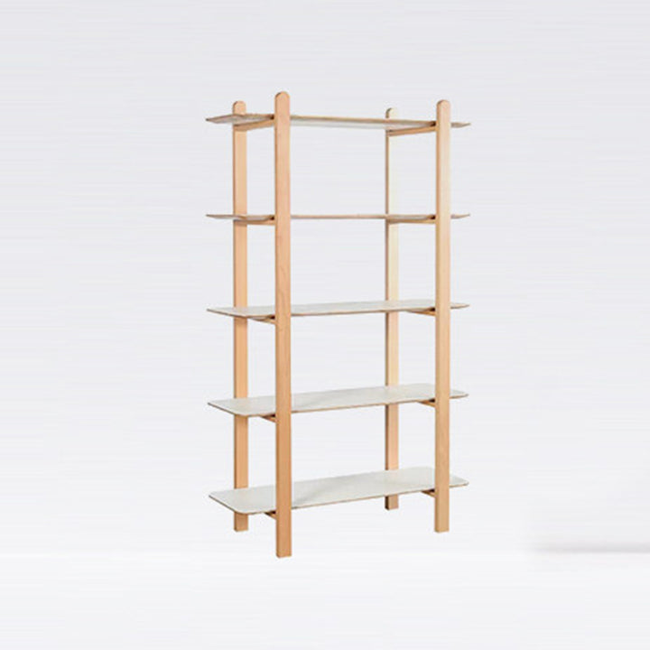 Minimalist Freestanding Beech Wood MDF Bookshelf - Multi-Layer Open Storage Display Shelf For Study &amp; Home Office