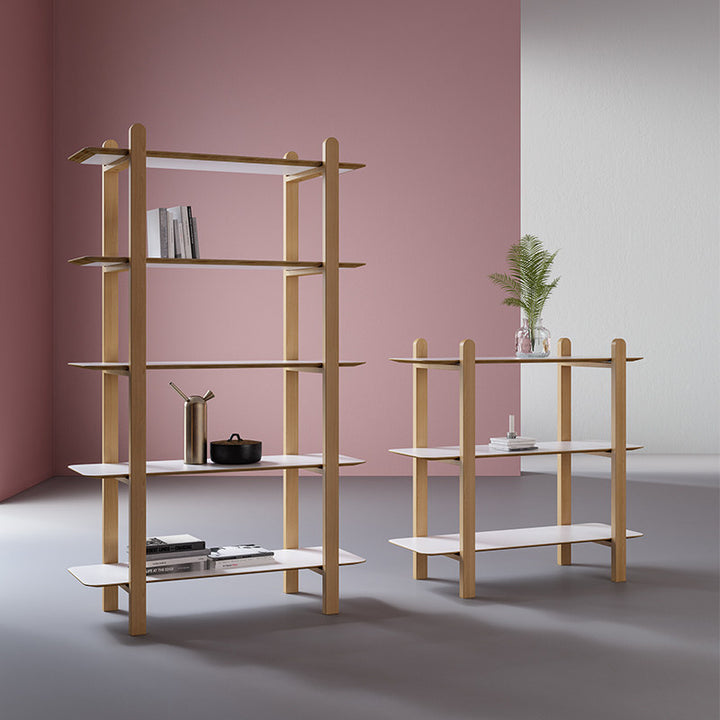 Minimalist Freestanding Beech Wood MDF Bookshelf - Multi-Layer Open Storage Display Shelf For Study &amp; Home Office