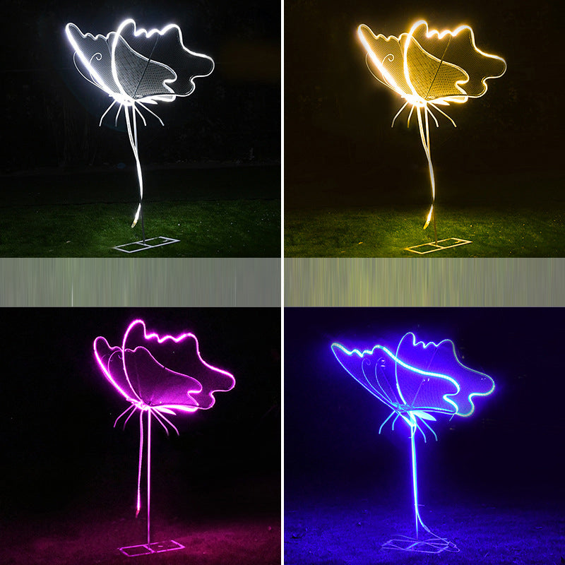 Éclairage paysager LED papillon en fibre de verre étanche Art déco moderne pour jardin 