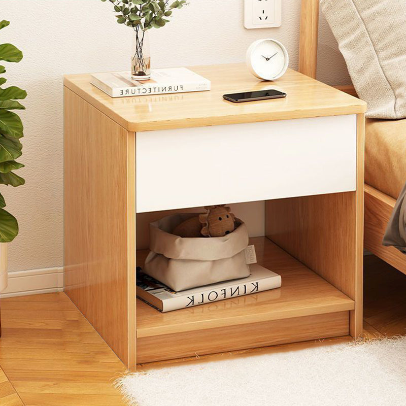 Table de chevet moderne en panneau de densité à dessus carré avec 1 tiroir pour chambre à coucher 