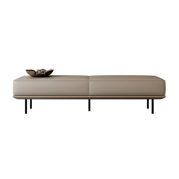 Modern Minimalist Rectangular Microfiber Leather Plywood Steel Sponge End Of The Bed Low Stool Backless For Bedroom