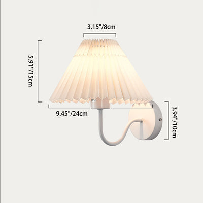 Lámpara de Aplique de Pared de 1 Luz de Tela de Hierro con Base de Disco Plisado Minimalista Moderna para Dormitorio 