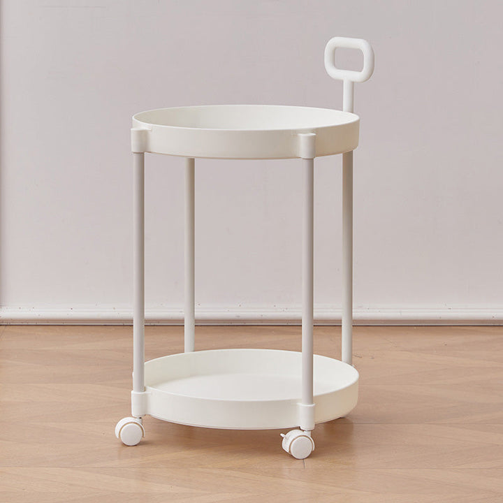 Moderner minimalistischer runder Couchtisch aus PP und Carbonstahl, drehbar, mit zwei Ebenen, für das Wohnzimmer 