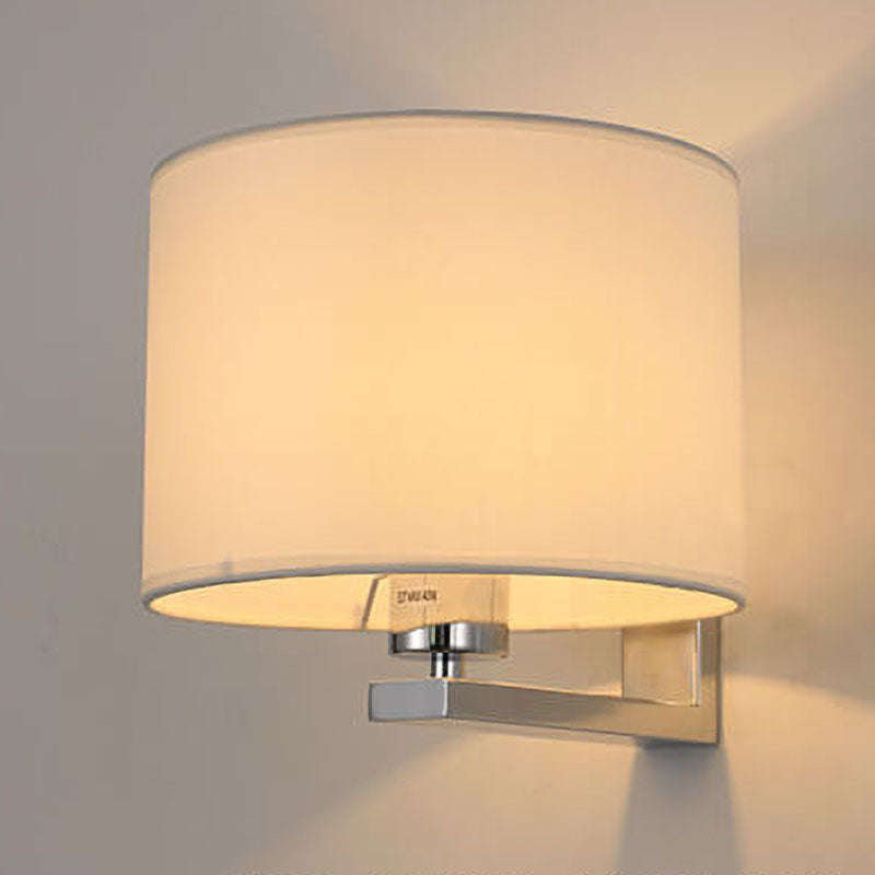 Chinesische Retro-Elektroplattierte Eisen Zylindrische Stoffschirm 1-Licht Wandleuchte 