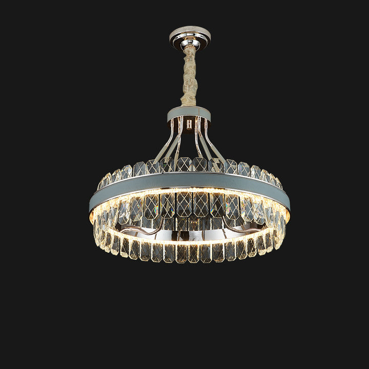 Modern Luxury Crystal Round Iron Crystal LED Chandelier For Bedroom