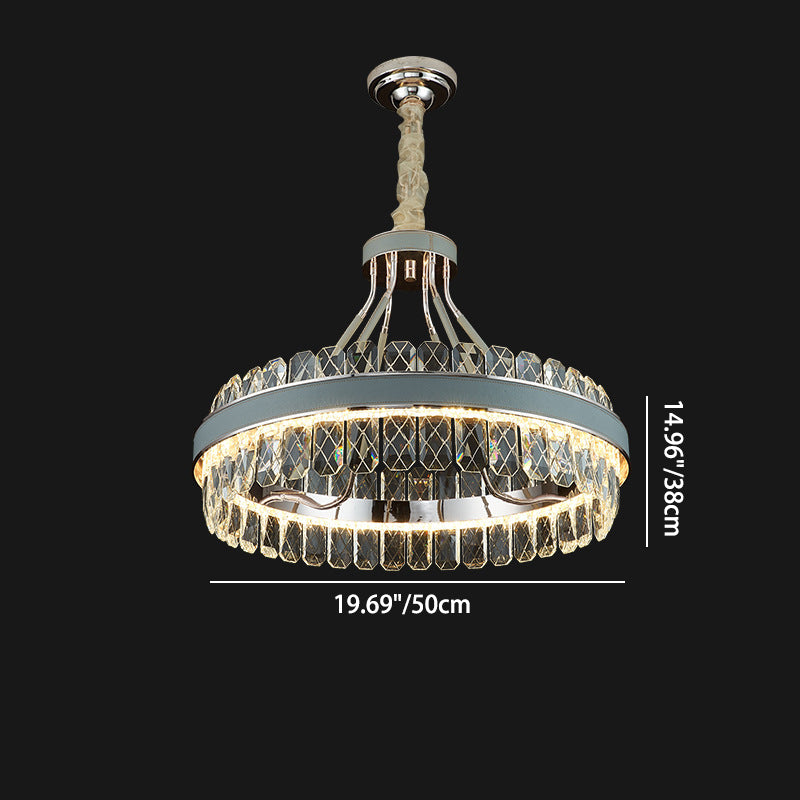 Modern Luxury Crystal Round Iron Crystal LED Chandelier For Bedroom