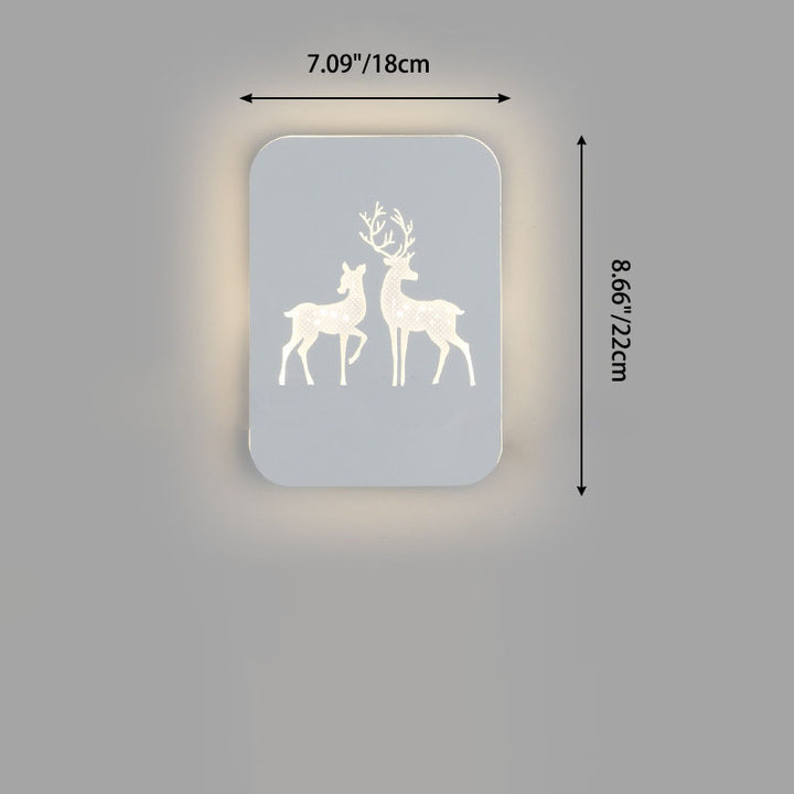 Zeitgenössische kreative LED-Wandlampe aus Acryl, Aluminium und Eisen mit Hirsch- und Ginkgodesign für das Schlafzimmer 