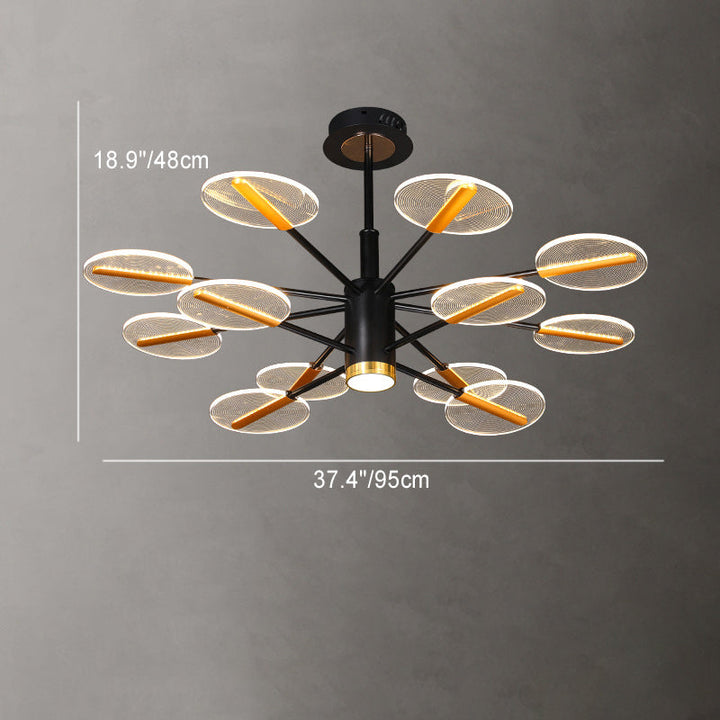 Zeitgenössische skandinavische Niederlassung runder Eisen-Acryl-LED-Kronleuchter für Wohnzimmer 