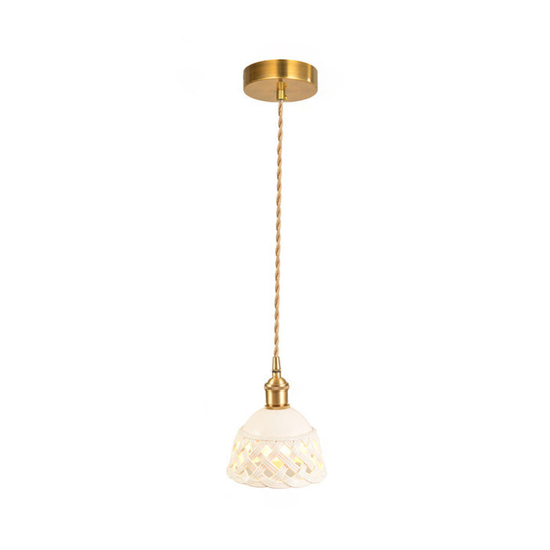 Suspension à 1 lumière pour salle à manger avec bol rond en fil de fer torsadé tressé en fer nordique contemporain 