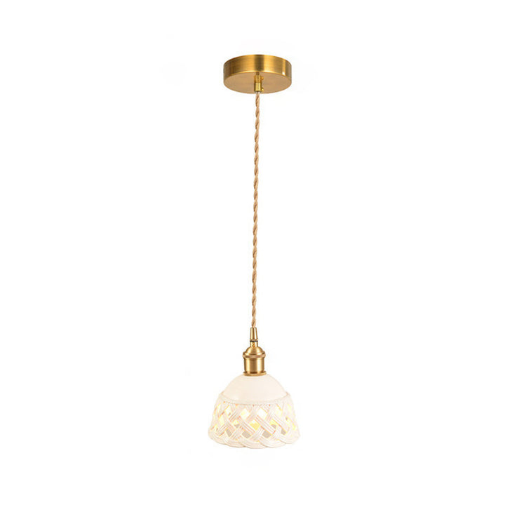 Suspension à 1 lumière pour salle à manger avec bol rond en fil de fer torsadé tressé en fer nordique contemporain 