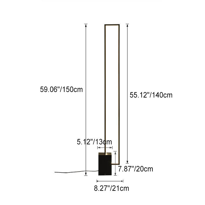 Nordic Minimalist Iron Frame Aluminum Rectangle LED Standing Floor Lamp