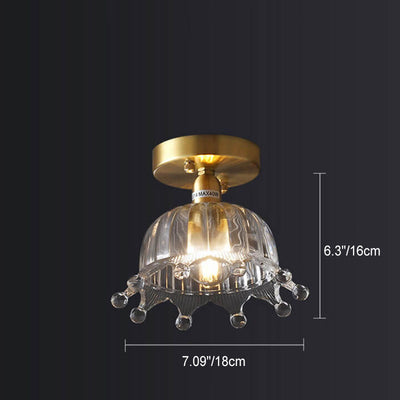 Nordic Simple Creative All-Copper Flower-Shaped 1-Light Semi-Flush Mount Ceiling Light