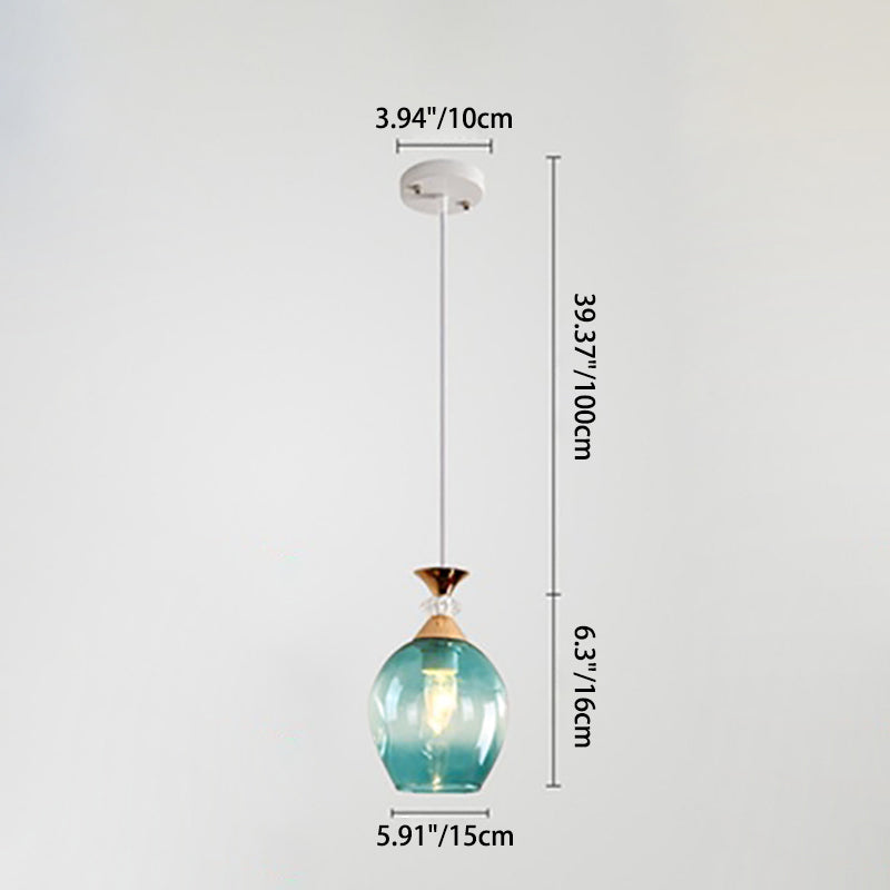 Zeitgenössische nordische Inselleuchte mit kugelförmigem Schirm aus Farbverlaufsglas und Metall, 1/3-flammig, für das Wohnzimmer 