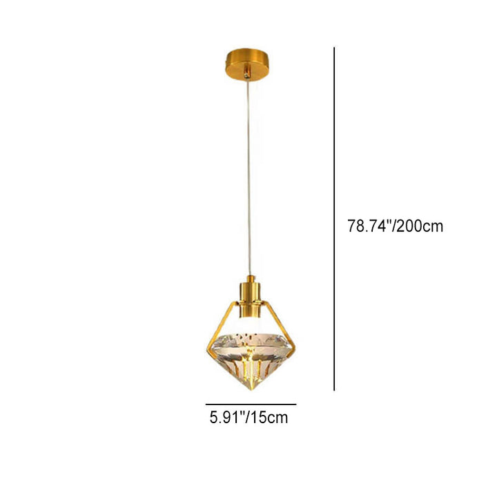 Moderne minimalistische Diamant Eisen Kristall 1-Licht Pendelleuchte für das Schlafzimmer 