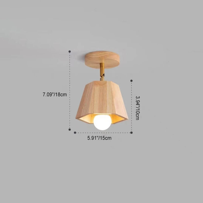 Luz de techo semiempotrada de madera tradicional japonesa Polígono 1/5 luces para dormitorio 