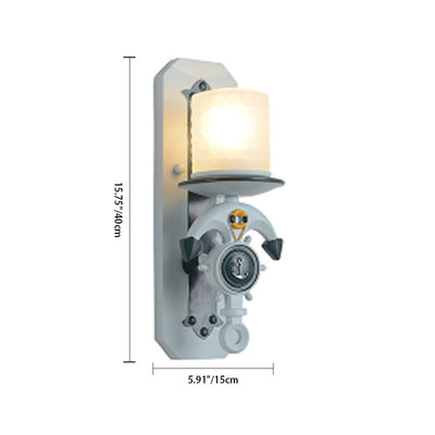Aplique de pared de ancla de barco de hierro resina nórdica mediterránea de 1/2 luces 