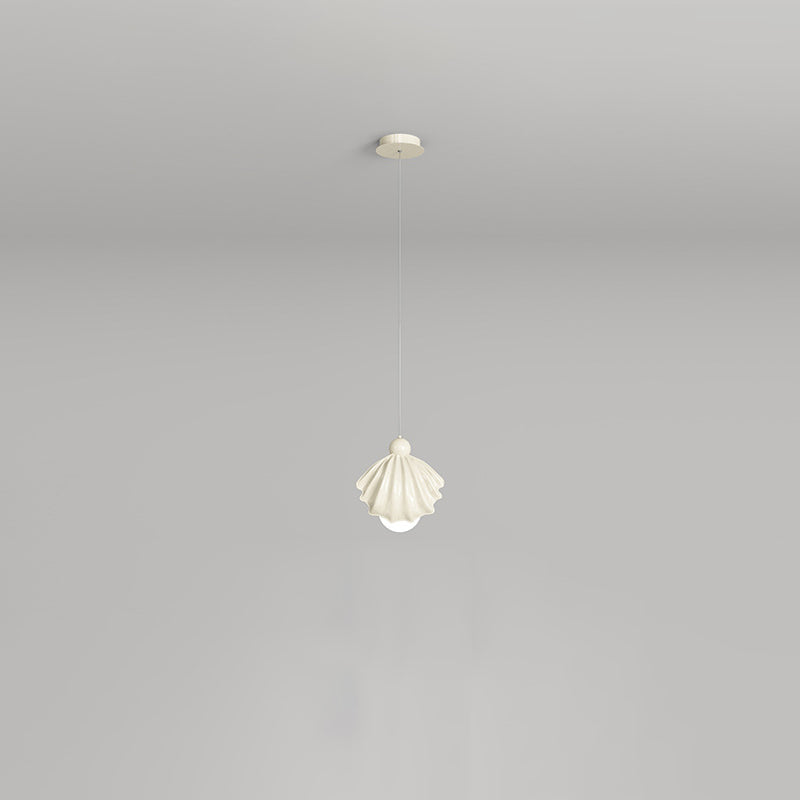 Design contemporain de coquille en résine de fer crème nordique 1-lumière suspension pour salon 