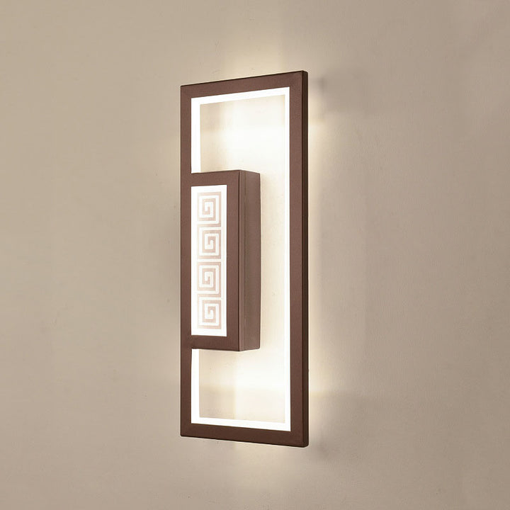 Lampe murale LED en acrylique fer à feuille de lotus rayée rectangulaire chinoise traditionnelle pour chambre 