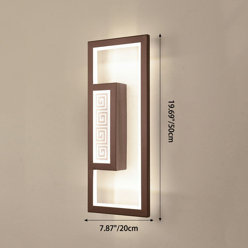 Lampe murale LED en acrylique fer à feuille de lotus rayée rectangulaire chinoise traditionnelle pour chambre 