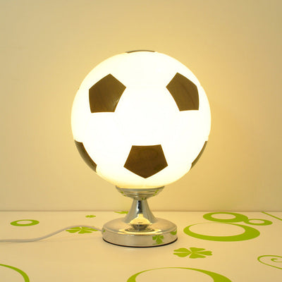 Zeitgenössische kreative Eisenglas Fußball Schatten 1-Licht Tischlampe für Schlafzimmer 