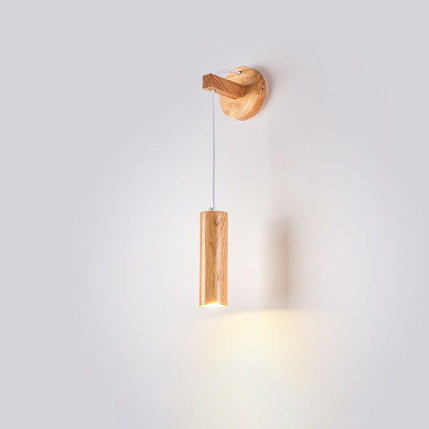 Nordic Modern Minimalist Long Strip Rubber Wood LED Wall Sconce Lamp