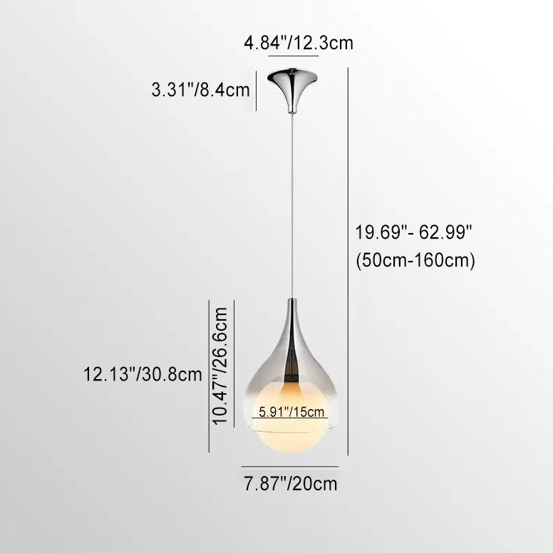 Zeitgenössische nordische Wassertropfen Eisenglas 1-Licht Pendelleuchte für Wohnzimmer 