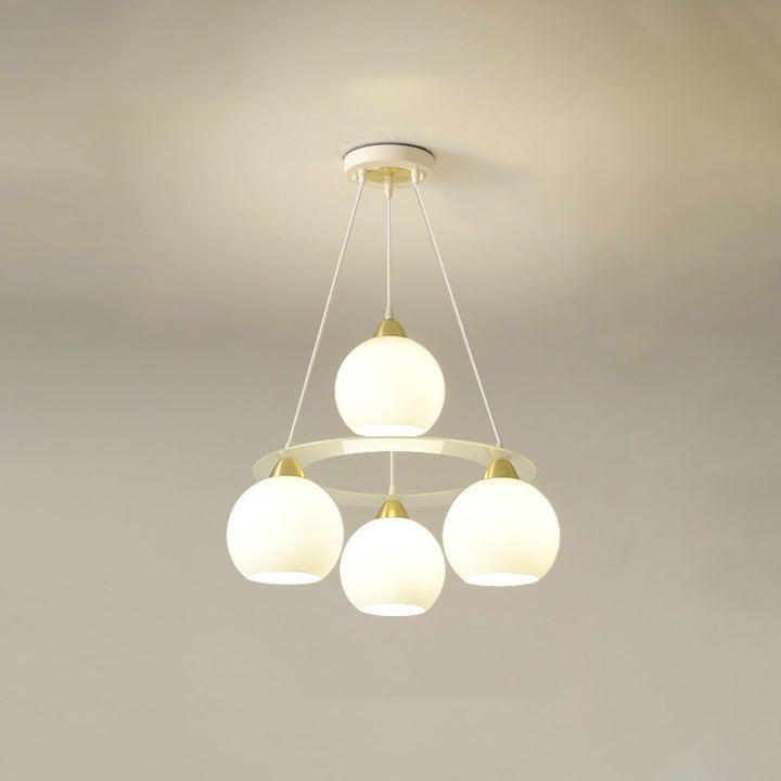 Moderner Einfachheit Eisen Glas Kugel 4-Licht Kronleuchter für das Esszimmer 