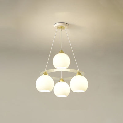 Modern Simplicity Iron Glass Ball 4-Light Chandelier For Dining Room