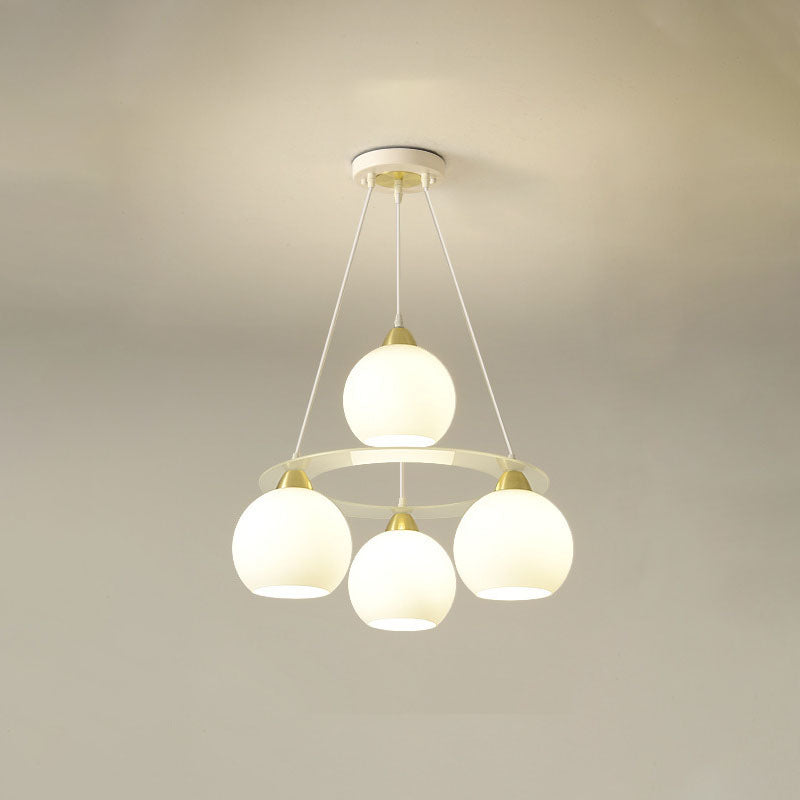 Modern Simplicity Iron Glass Ball 4-Light Chandelier For Dining Room