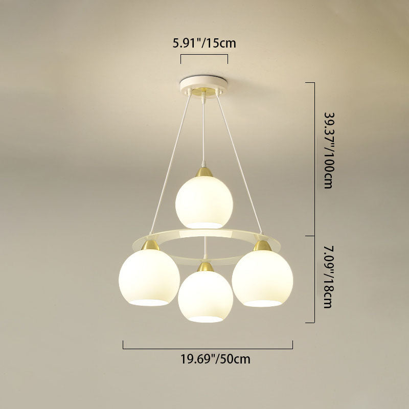 Moderner Einfachheit Eisen Glas Kugel 4-Licht Kronleuchter für das Esszimmer 