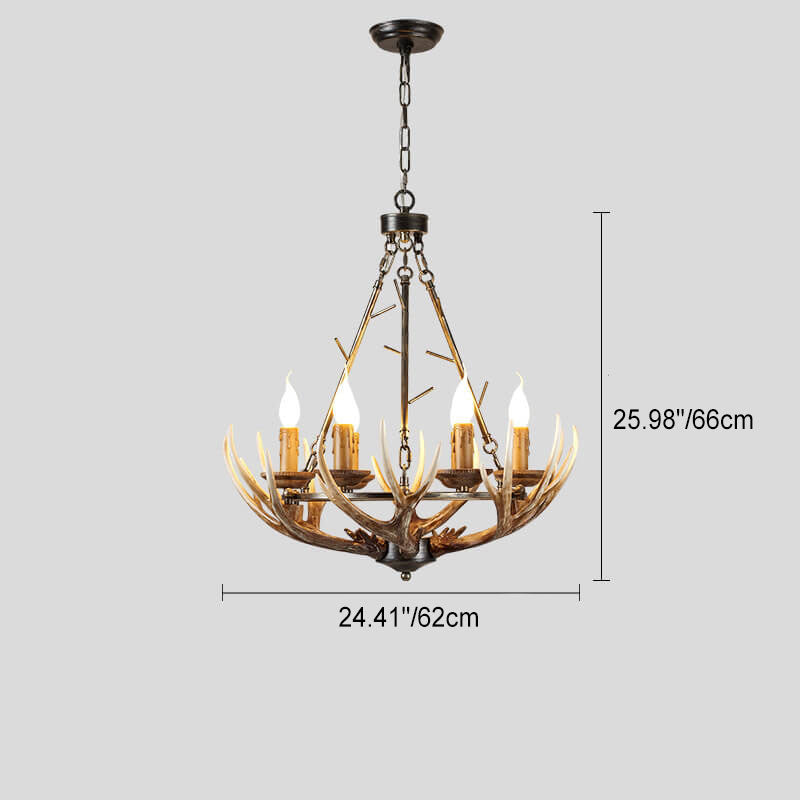 Candelabro de isla de 6 luces con soporte de vela de asta industrial de resina, hierro y acrílico 