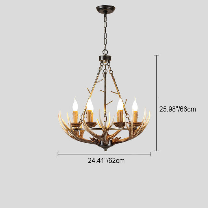 Candelabro de isla de 6 luces con soporte de vela de asta industrial de resina, hierro y acrílico 